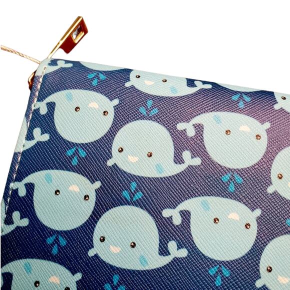 NWT Whale Print Heimish Atlantic Fashion Blue Zip Around Wallet Blue Sea Theme - Picture 2 of 12